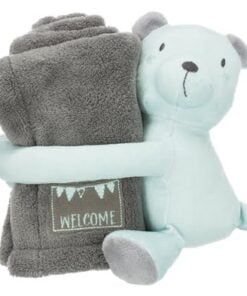 Trixie junior speelset deken en beer grijs / mintgroen