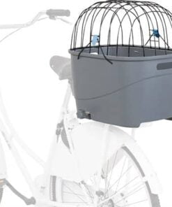 Trixie fietsmand voor bagagedrager met draadkoepel kunststof grijs (46X36X47 CM)
