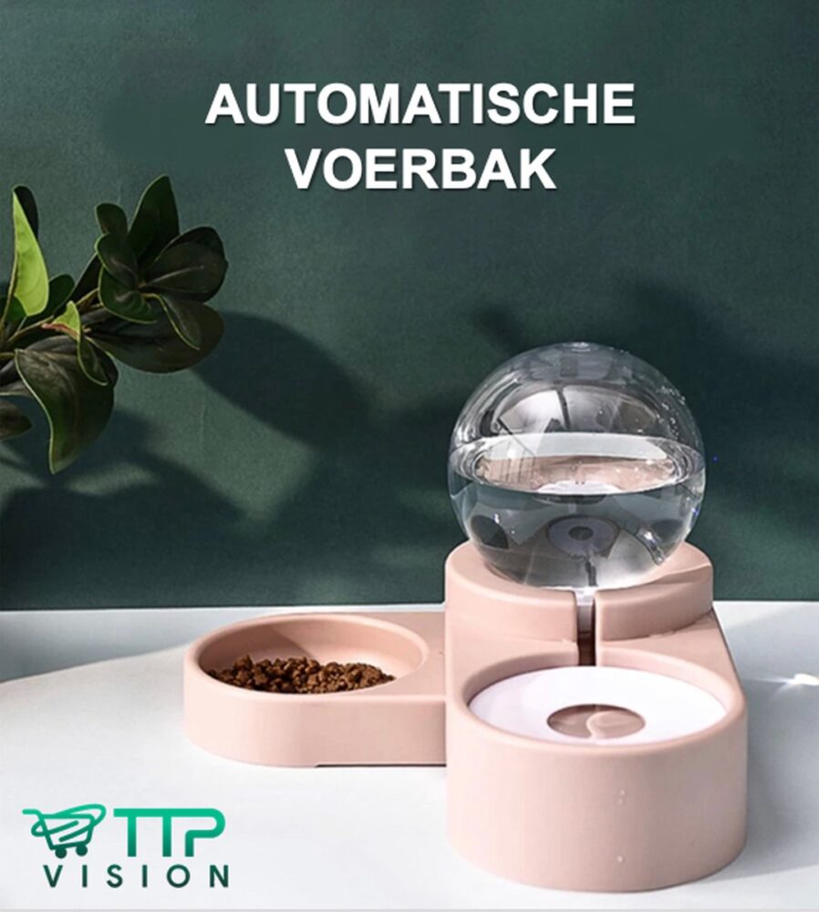 zaad Aardrijkskunde verontschuldigen Automatische voerbak inclusief RVS bakje - Voor kat en hond - Automatische  drinkbak - Roze - Automatische waterdispenser - voerbak - Blijhuisdier.nl