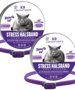 Stress halsband kat - 2 pak - Paars - Bij stress, agressie en conflicten - 100% natuurlijk antistress middel - Op basis van feromonen voor katten