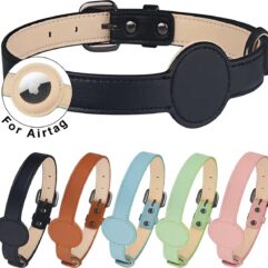 Airtag Halsband - voor Kat - Zwart - S - Vegan leer - Airtag - Stijlvol en Comfortabel