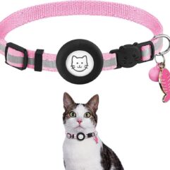 BJØRK™ Kattenhalsband Airtag - Reflecterend - Roze - Verstelbaar - 20 tot 30 cm - Tracker- GPS - Geschikt voor Apple AirTag - Kattenriem - Katten Accessoire - Halsband Kat Airtag