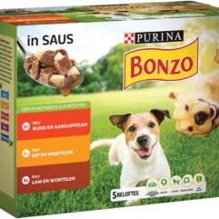 Bonzo (Friskies) - Vitafit Adult Rund, Kip & Lam in saus - Honden Natvoer - 12x100g
