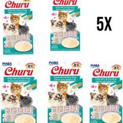 Inaba - Churu Chicken Crab Kattensnack - Zachte kattensnacks - Voordeelverpakking 5x 56 gram