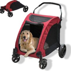 Opvouwbare Hondenbuggy - Duurzame Hondenkinderwagen voor Gemakkelijke Wandelingen - Huisdierkinderwagen met Draagvermogen - Inklapbare Buggy voor Comfortabel Transport