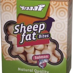 BRAAAF sheepfat bites zalm , voor honden , lekker en zeer gezond 245 gr
